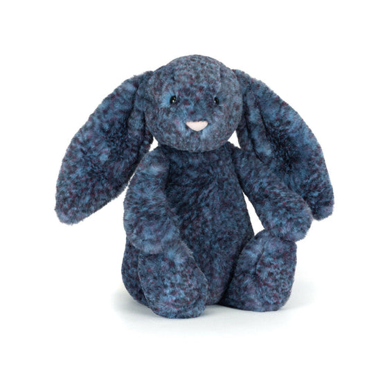 Blå marmoreret kanin bamse.