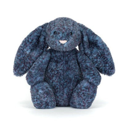 Blå marmoreret kanin bamse.