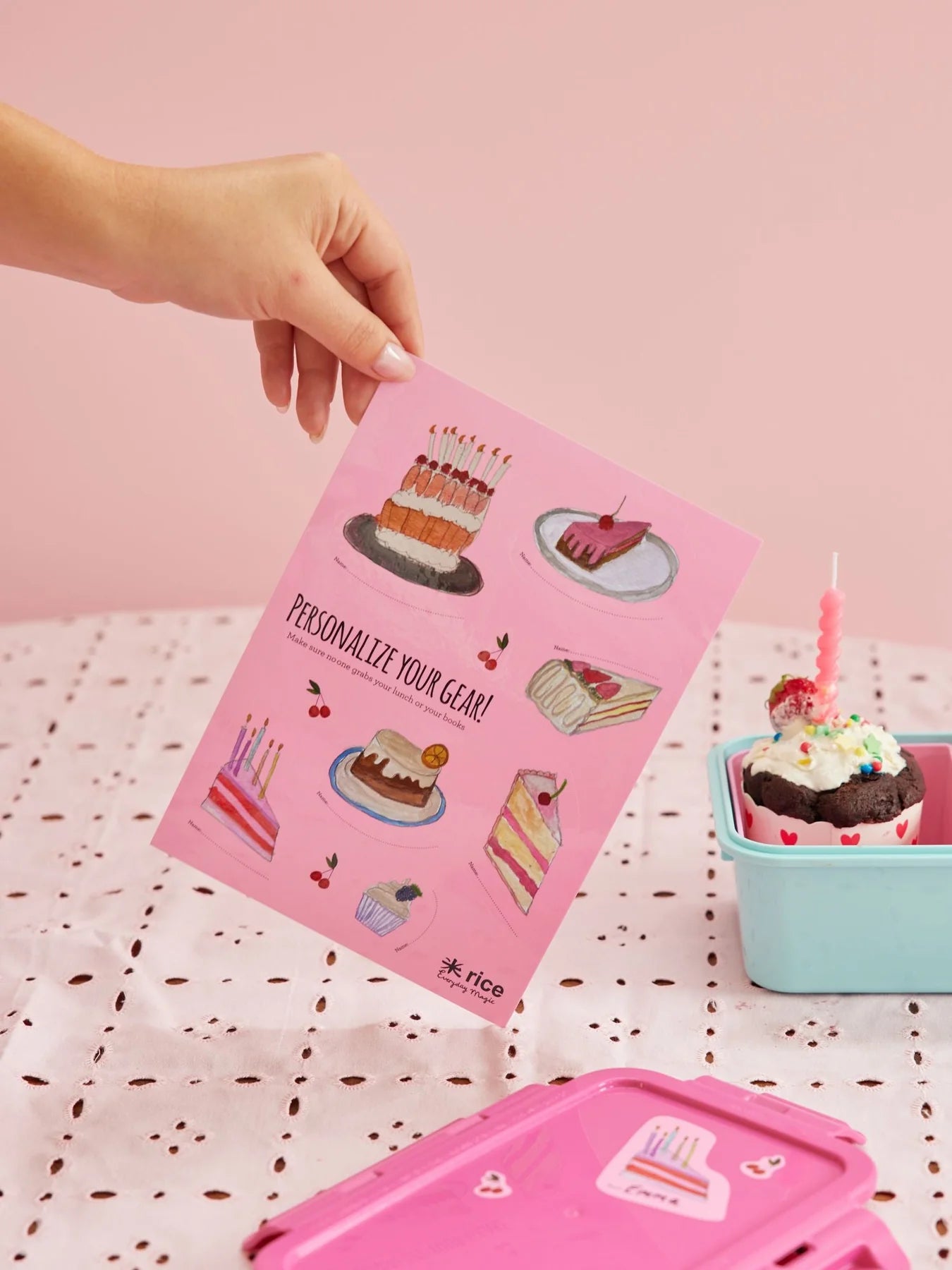 Rice Klistermærker - Pink - Sweet Cake