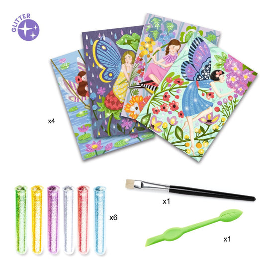 Djeco Kreativ æske, glitterkort - Feer