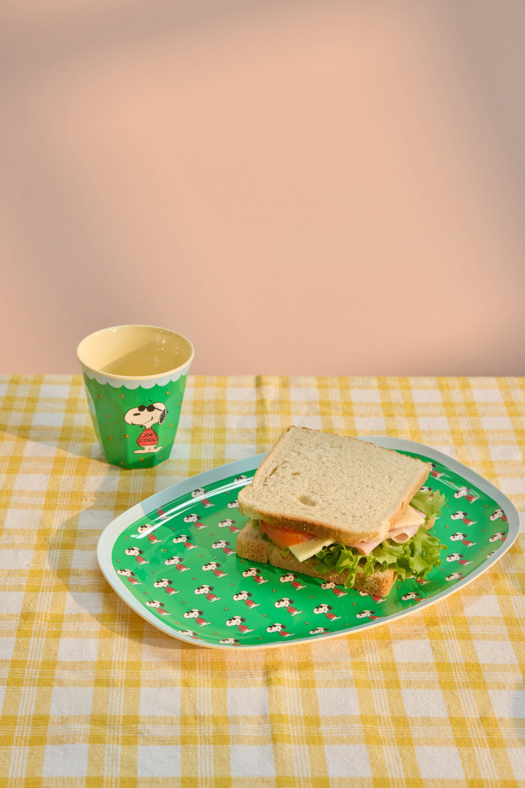 Rice Stor Rektangulær Middagstallerken - Grøn - Snoopy Print