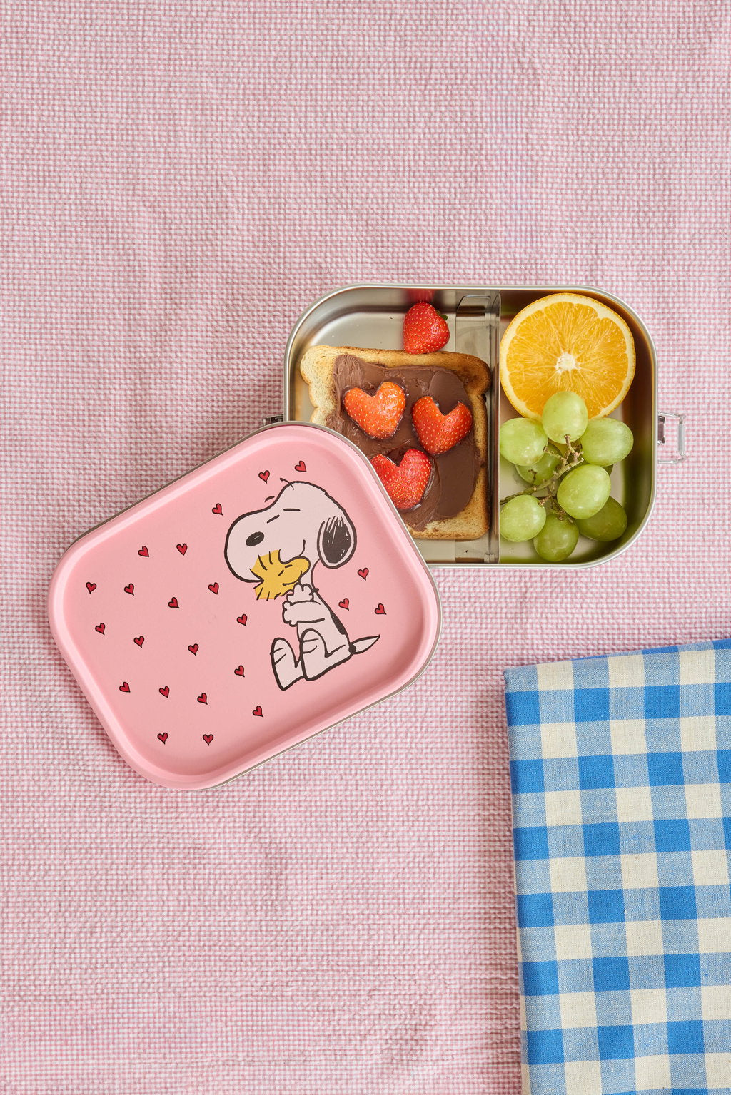 Rice Stor Rustfri Stål Madkasse - Pink - Snoopy Print