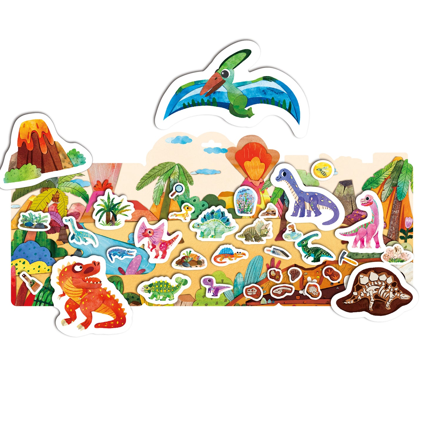 mierEdu - Jelly Stickers 34 stk - Flytbare - Dinoland