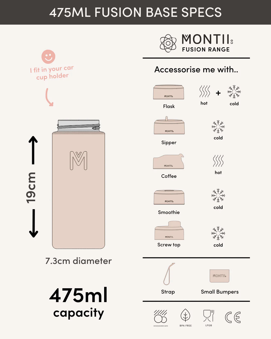 Montii Drikkedunk Fusion Base, 475 ml - Coastal