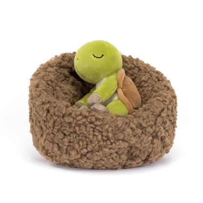 Jellycat Play, Hibernating Skildpadde i rede, 13 cm