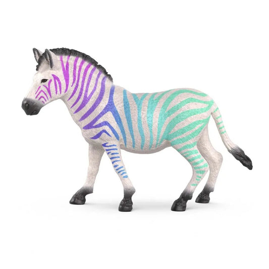 Hvid zebra med regnbuefarver.