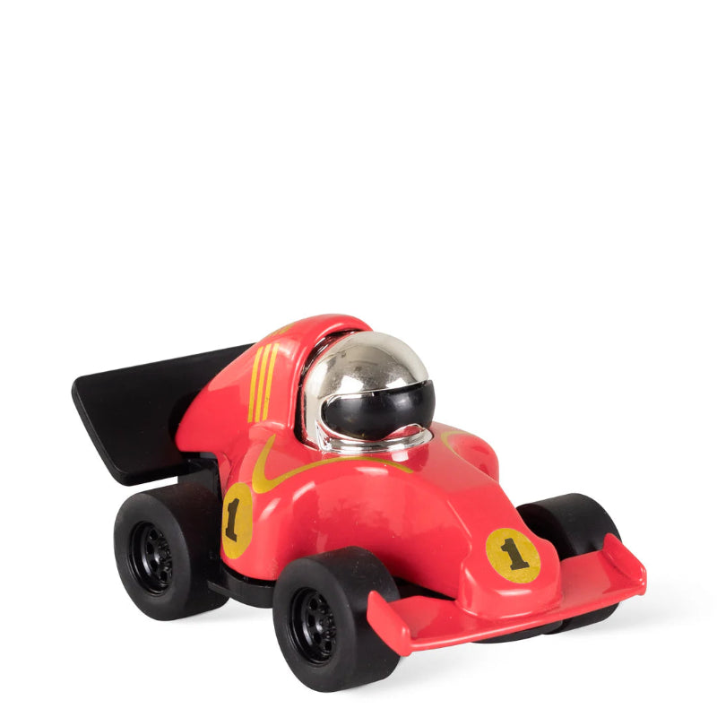 Rød racer legetøjsbil.