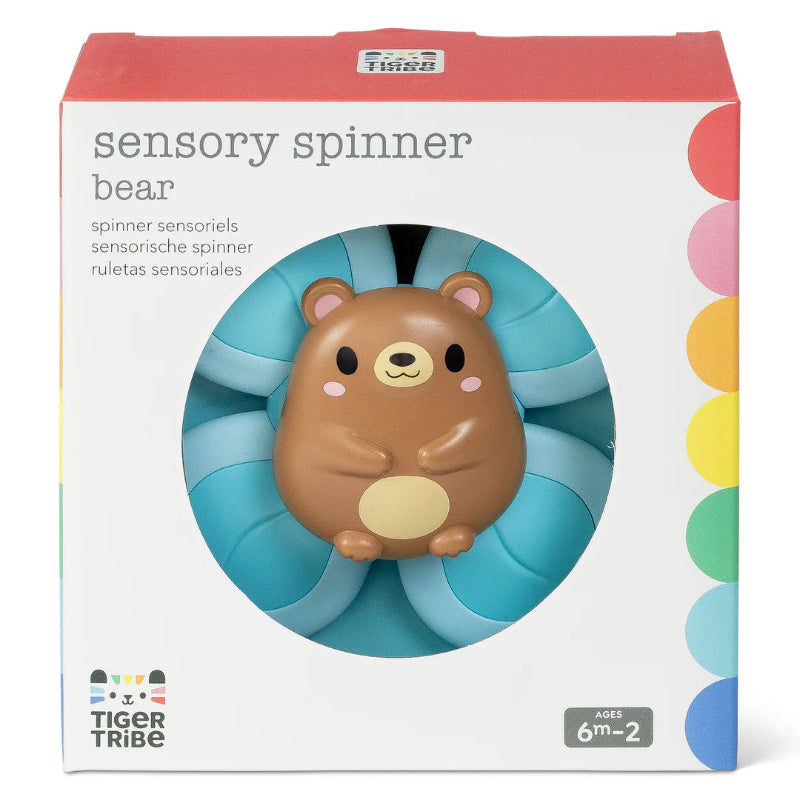 Blå spinner med bjørn og sugekop bagpå.