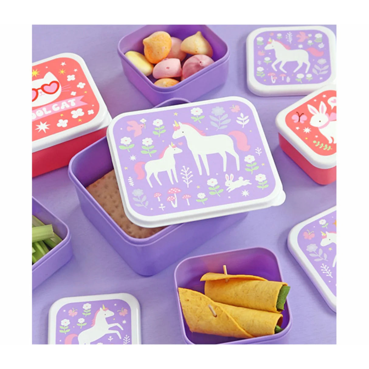 A Little Lovely Company Snackbox sæt - Unicorn