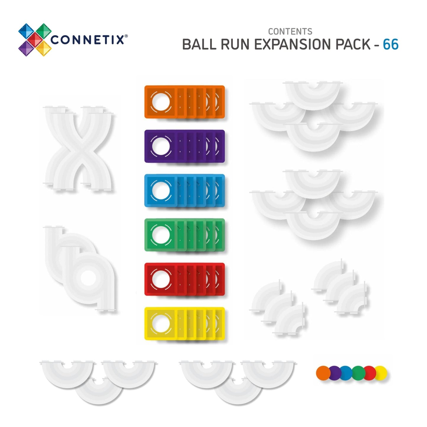 Connetix Rainbow Ball Run Expansion Pack, 66 dele