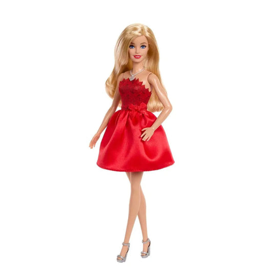 Barbie i rød kjole.