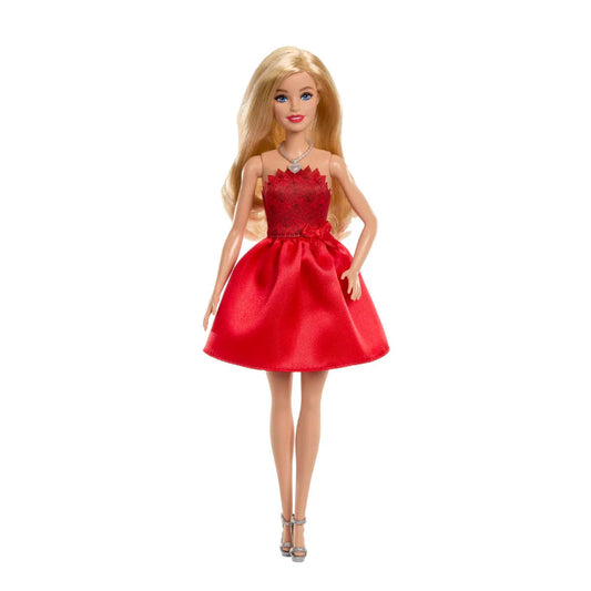 Barbie i rød kjole.