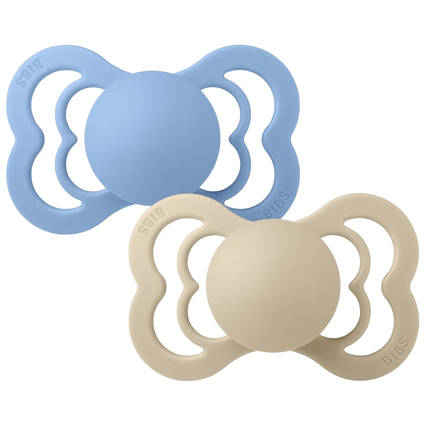 BIBS 2pk sutter supreme silikone str. 1, Vanilla/sky blue