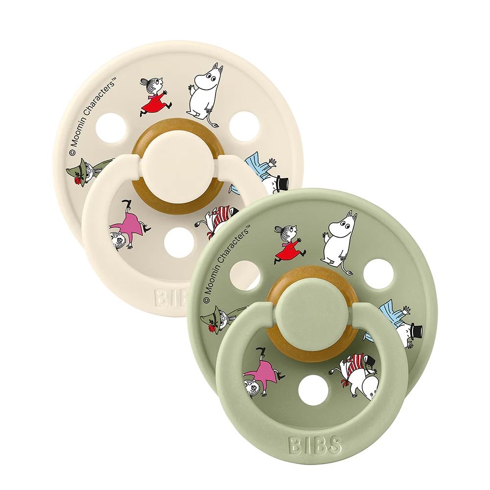 BIBS 2pk sutter colour latex str. 2, Moomin Friends - Ivory Mix