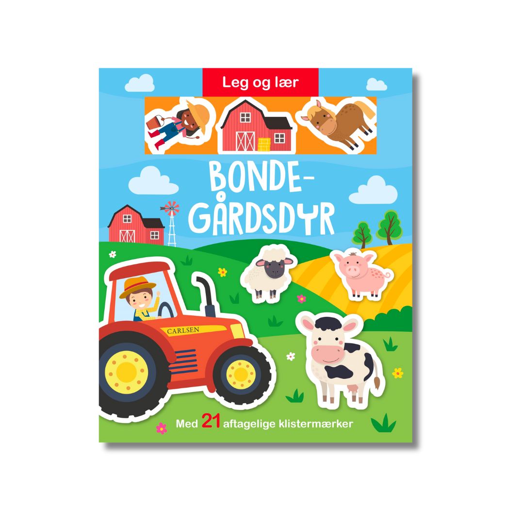 Bog Leg og lær: Bondegårdsdyr m. klistermærker