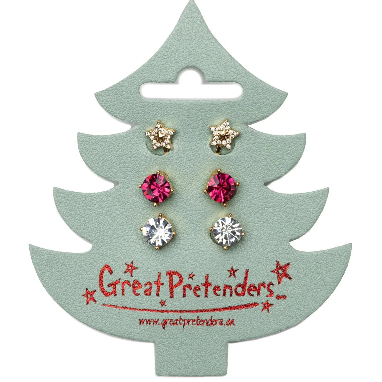 Great Pretenders Holiday Pleather Tree Clip-On Øreringe - 3stk.