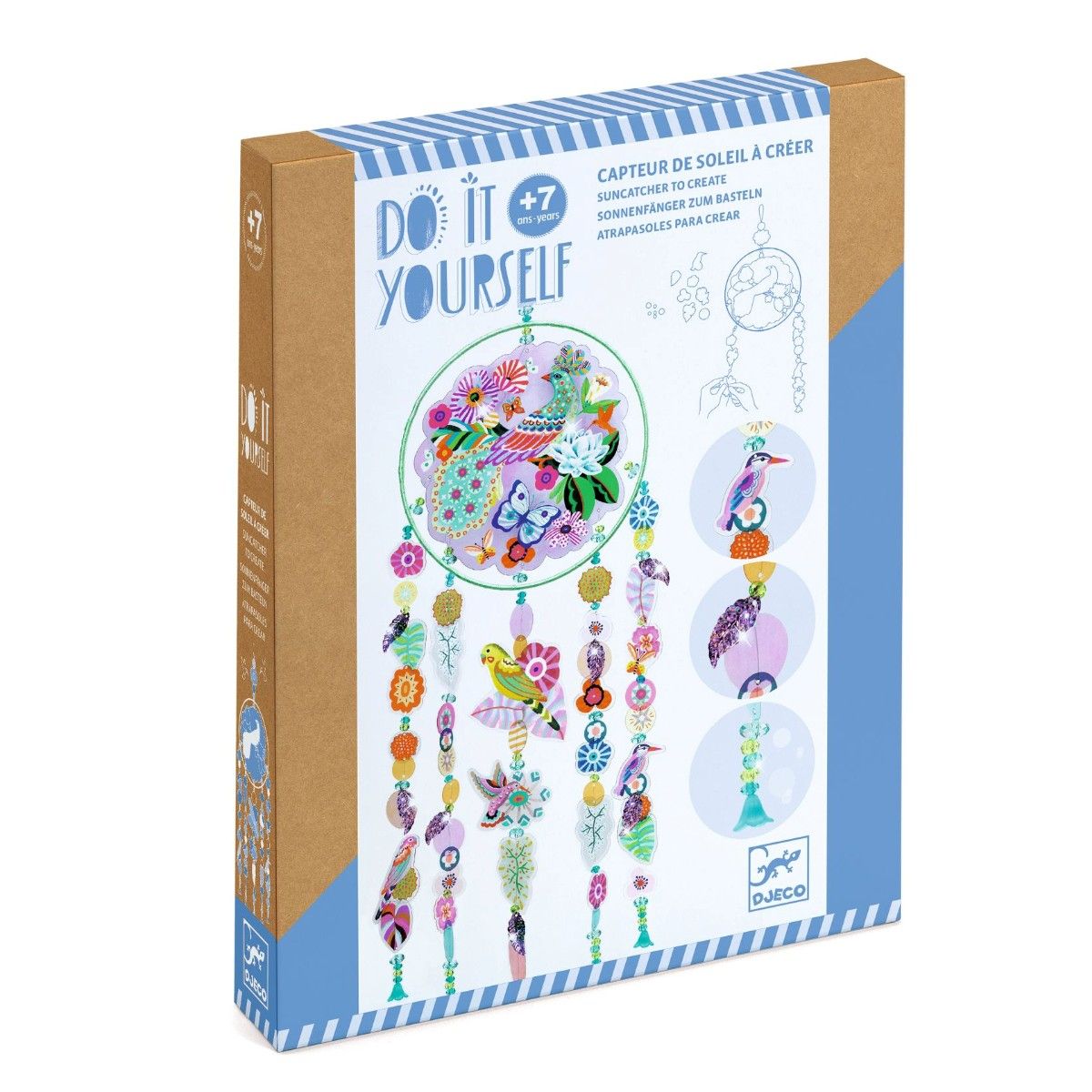 Kreativ æske, hvor man kan lave en solfanger af perler og rhinsten.