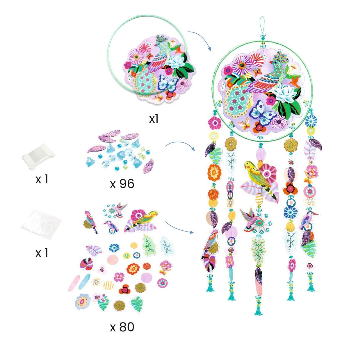 Kreativ æske, hvor man kan lave en solfanger af perler og rhinsten.