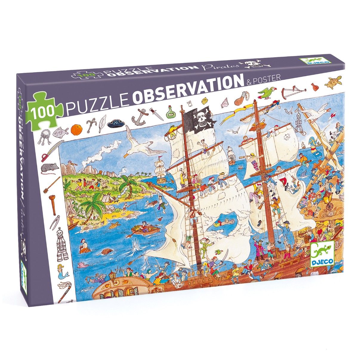 Djeco Observationspuslespil, Piratskib - 100 brikker