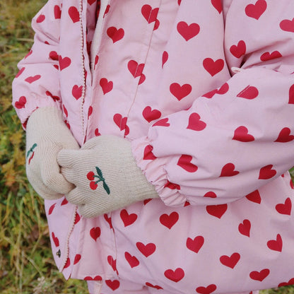 Konges Sløjd Filla 2-pak handsker 2-4 år, Cherry/Stripe
