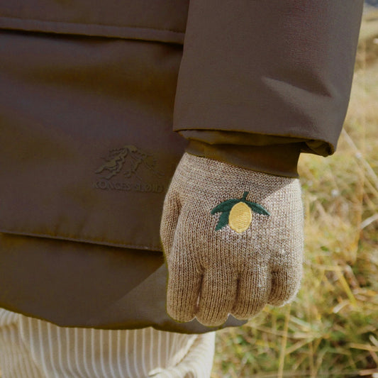 Konges Sløjd Filla 2-pak handsker 5-8 år, Lemon/Stripe