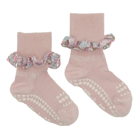 GoBabyGo Bambus Non-slip sokker 1-2år - Soft Pink/Liberty