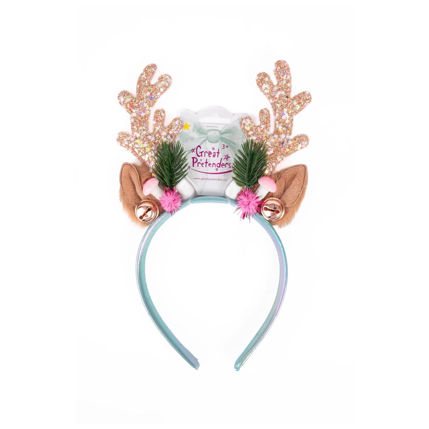 Great Pretenders Holiday Rudolf Hårbånd, Pink/mint