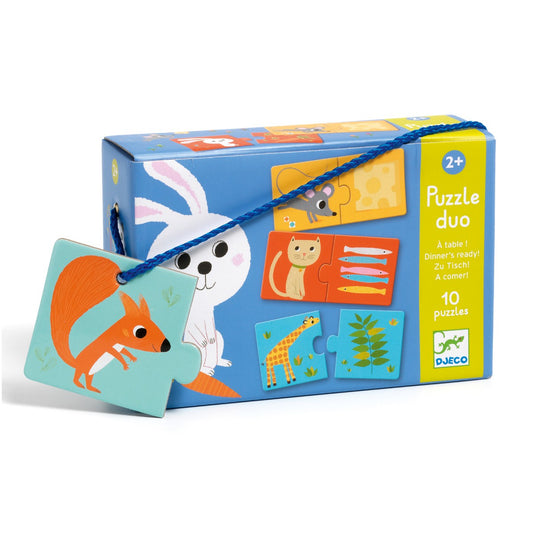 Djeco Lærespil Puzzle Duo - Hvem spiser hvad?