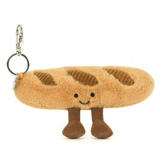 Baguette bamse vedhæng til taske eller nøglering.