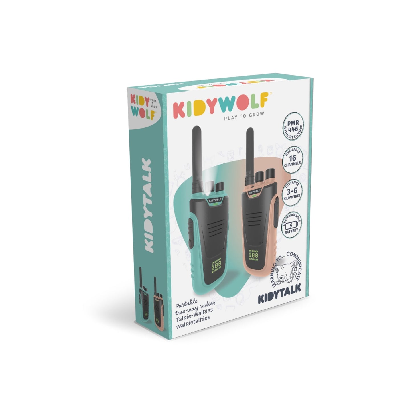 Kidywolf Kidytalk Walkie Talkie, Nude-cyan