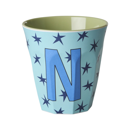 Rice Mellem Alfabetkop - Soft blue Stars - N