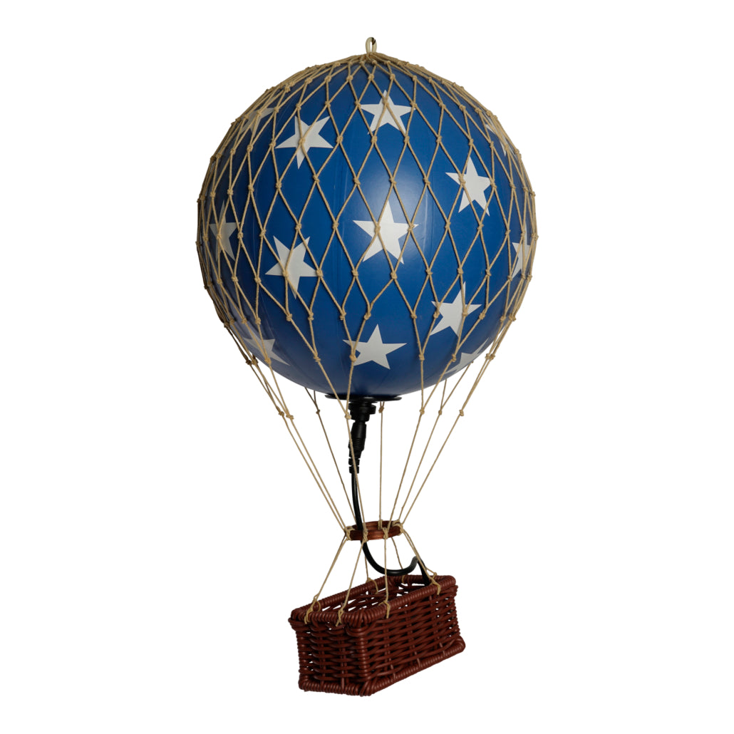 Authentic Models Travels light luftballon, 18cm. - Blue Stars - LED lys