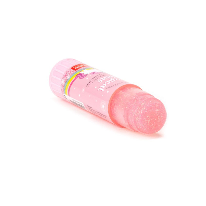Lyserød glitter limstift.