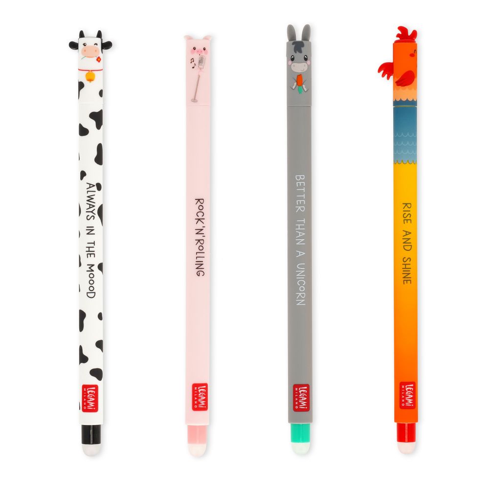 Legami Erasable gel pen 4-pack Farm