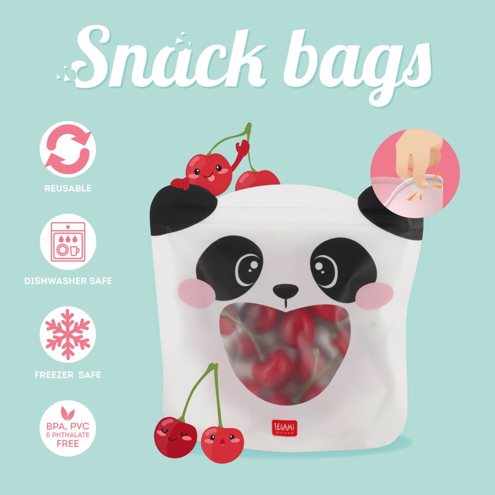 Legami Zip snack bags, sæt med 3 stk. - Panda