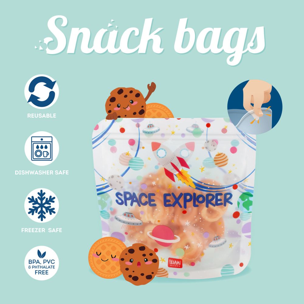 Legami Zip snack bags, sæt med 3 stk. - Space
