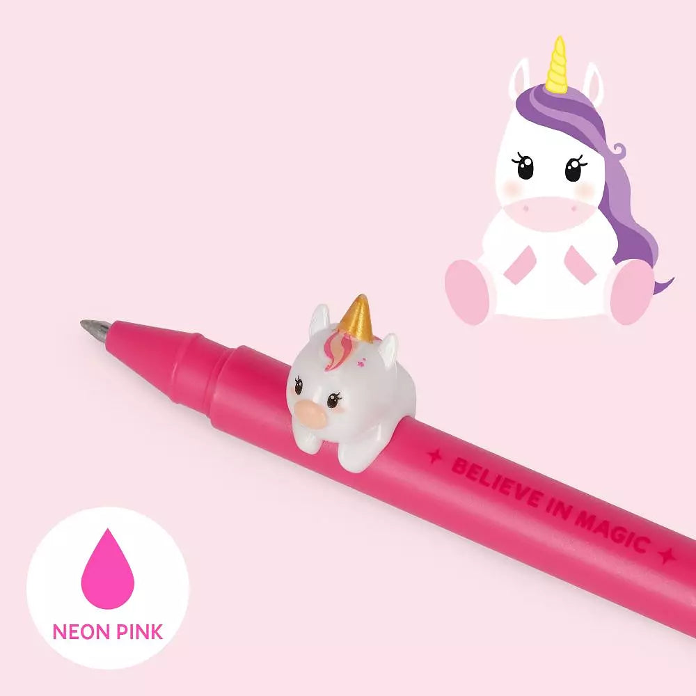 Legami Lovely friends / Cuddling pets pen, Unicorn, Neon pink