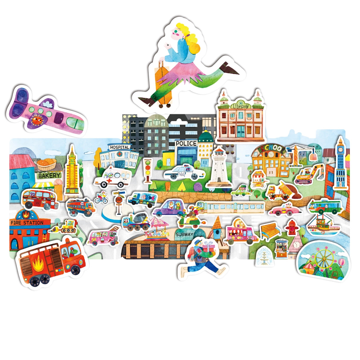 mierEdu - Jelly Stickers 36 stk - Flytbare - Storbyen