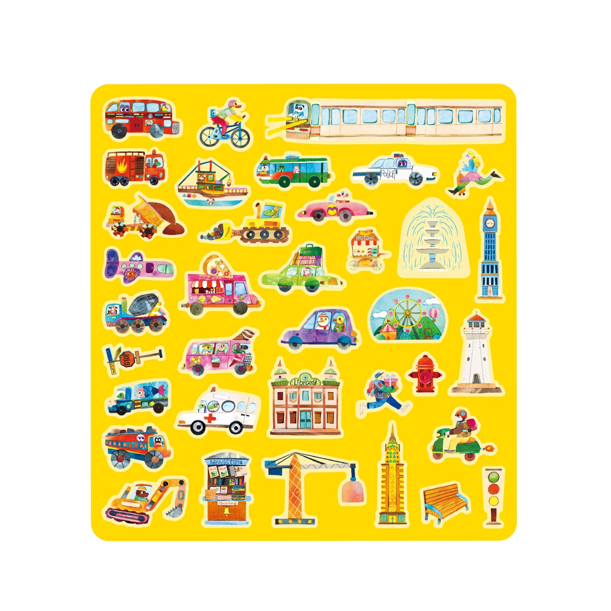 mierEdu - Jelly Stickers 36 stk - Flytbare - Storbyen