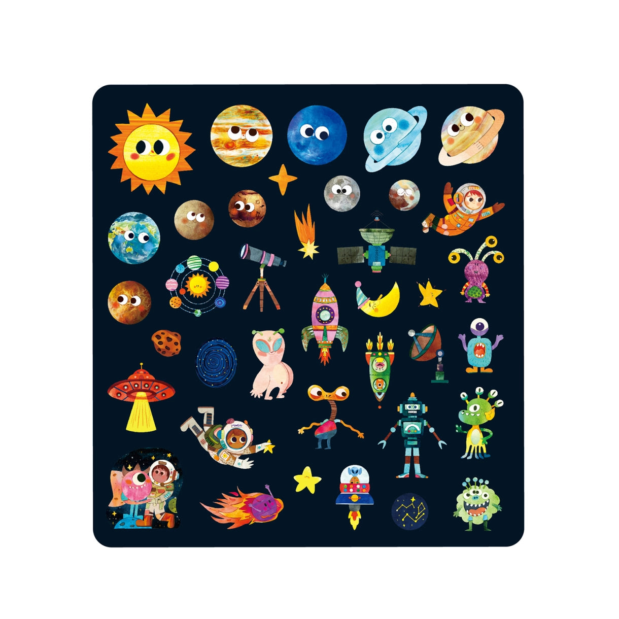 mierEdu - Jelly Stickers 38 stk - Flytbare - Astronaut