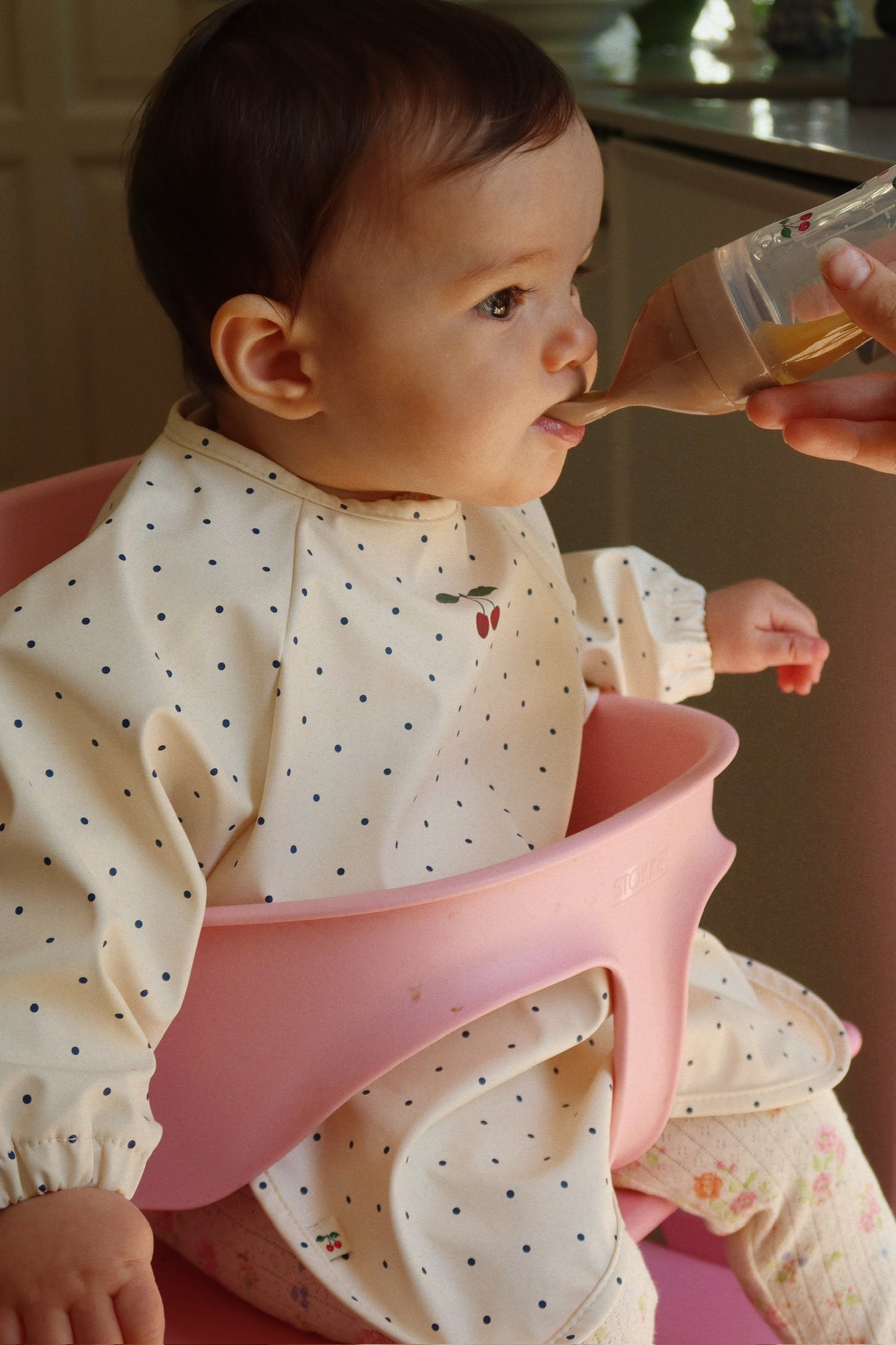 Konges Sløjd 2pk spisesmæk med lange ærmer, Navy dot/Rain washed