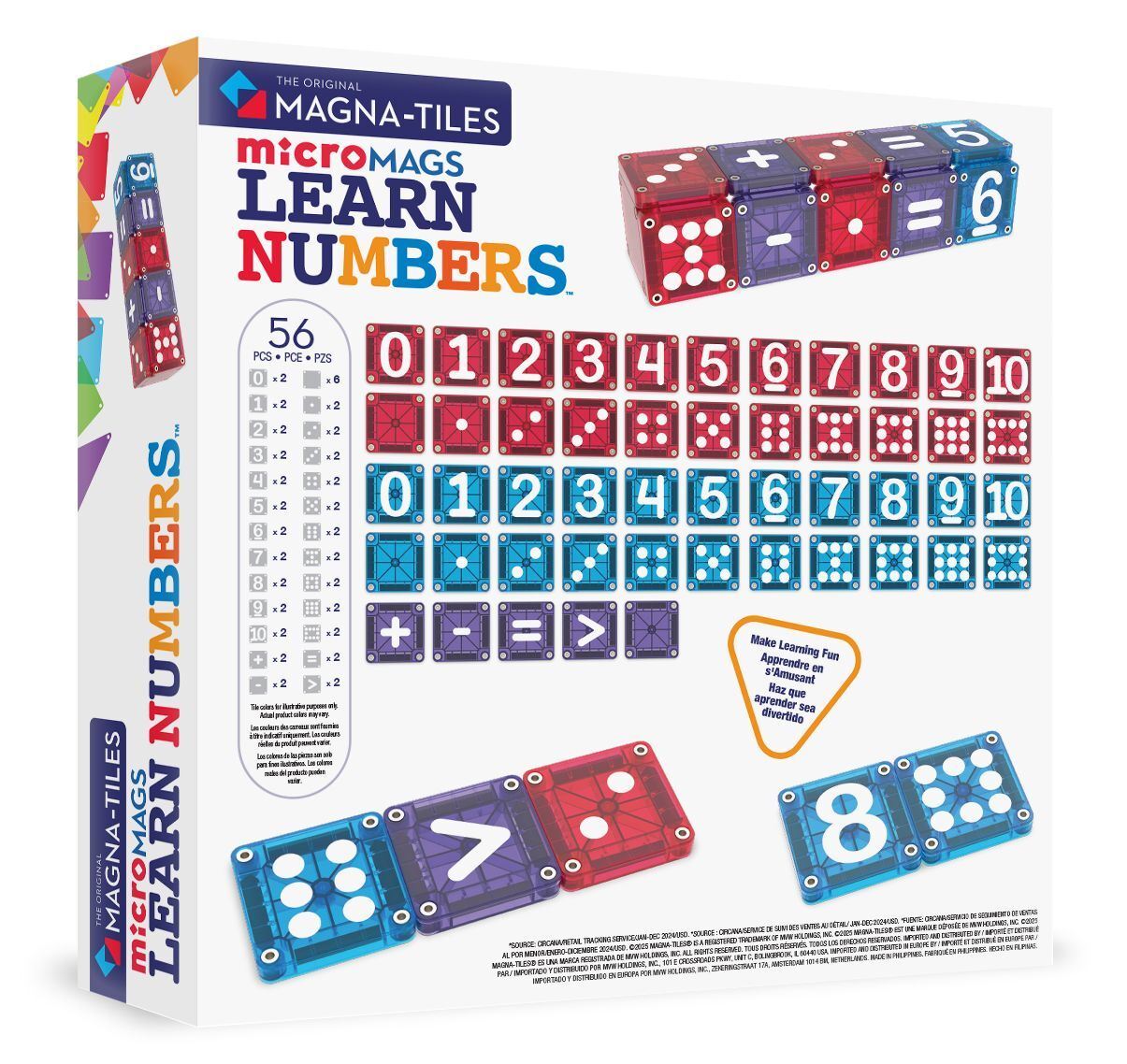 Magna-Tiles Lær tal og regning, 56 dele