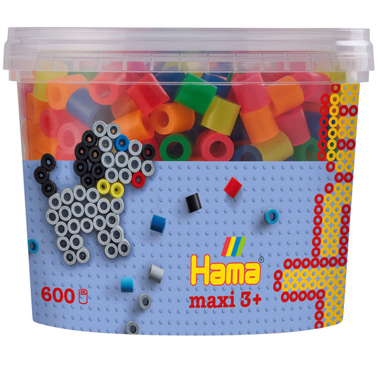 Hama Perler maxi i bøtte, 600 stk. - Neon