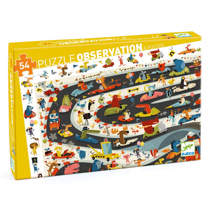 Djeco Oberservationspuslespil, Racerløb - 54 brikker