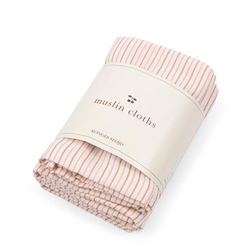 Konges Sløjd 3pk stofbleer, Stripie petite rose