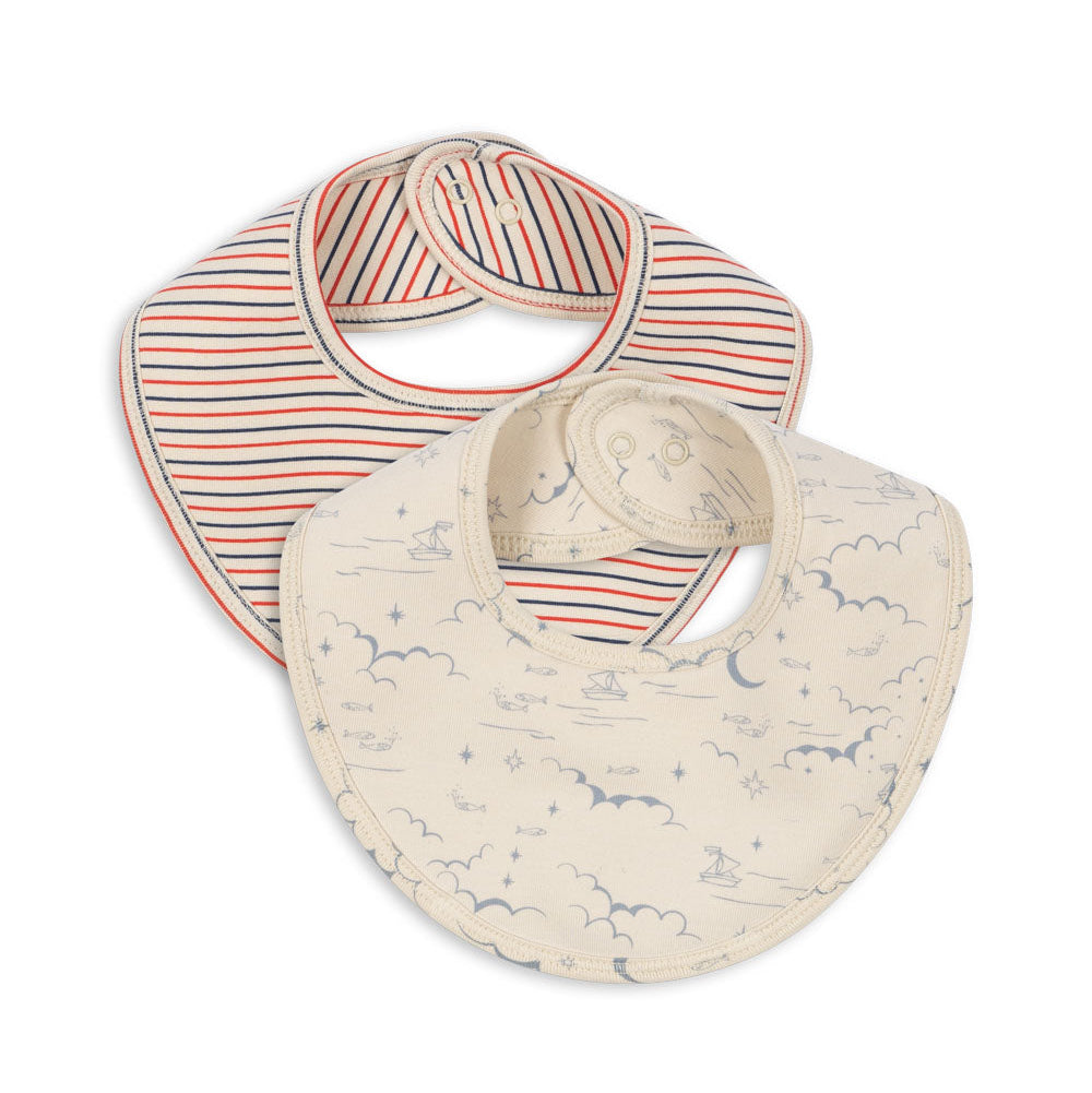 Konges Sløjd Basic 2pk Savlesmæk Stripe Tricolore Petit/Cielo Marino