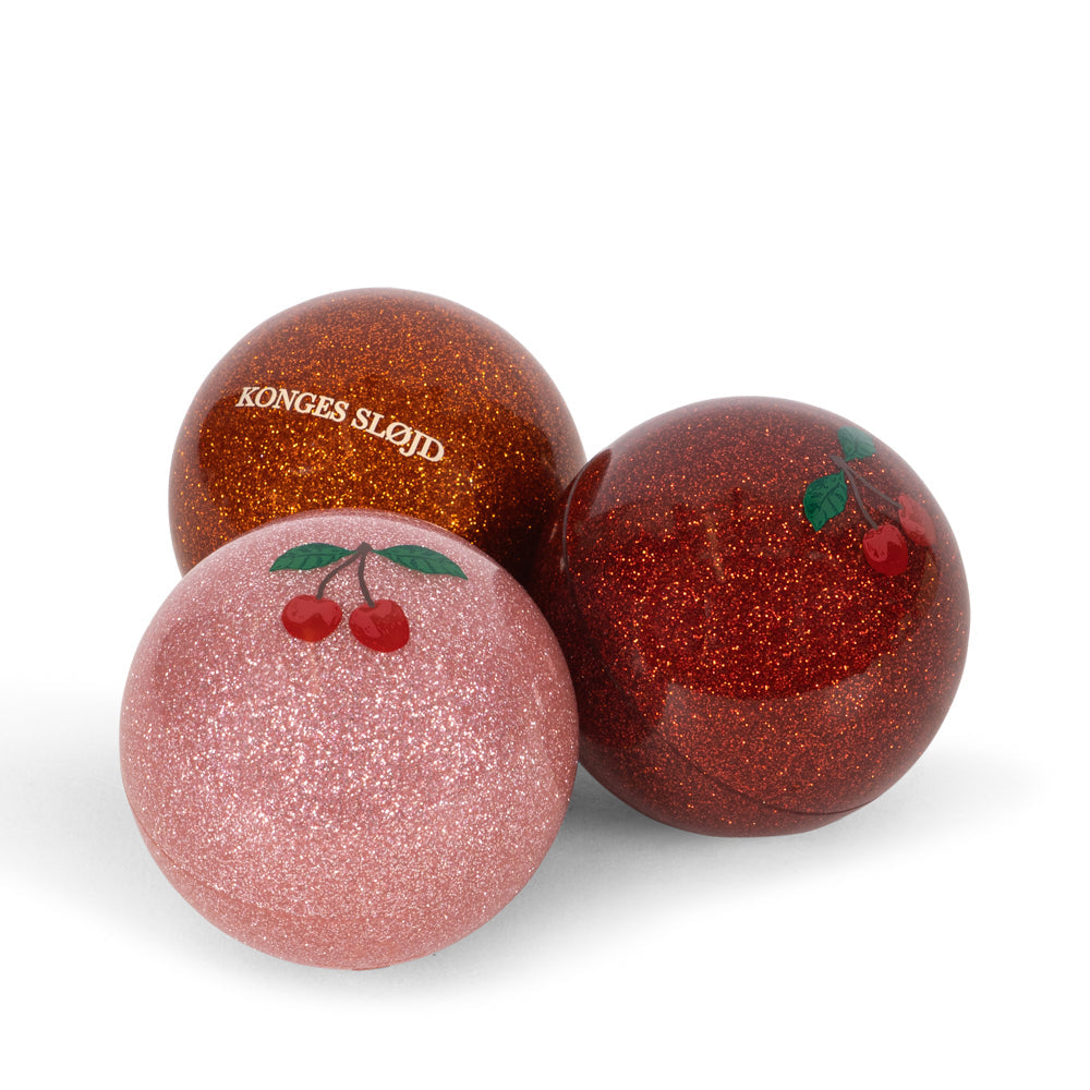 Konges Sløjd 3-pak Glitter Kugler - Rød
