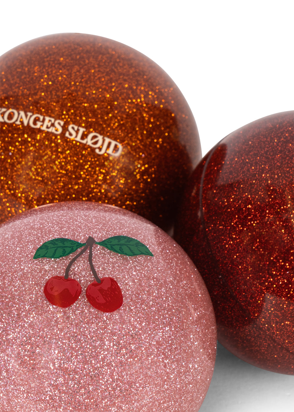 Konges Sløjd 3-pak Glitter Kugler - Rød