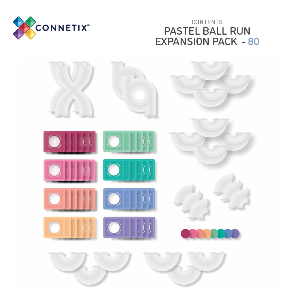 Connetix Pastel Ball Run Expansion Pack, 80 dele