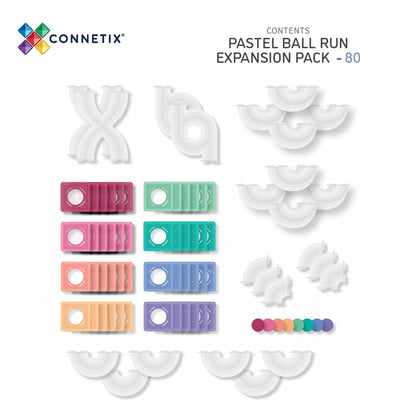 Connetix Pastel Ball Run Expansion Pack, 80 dele